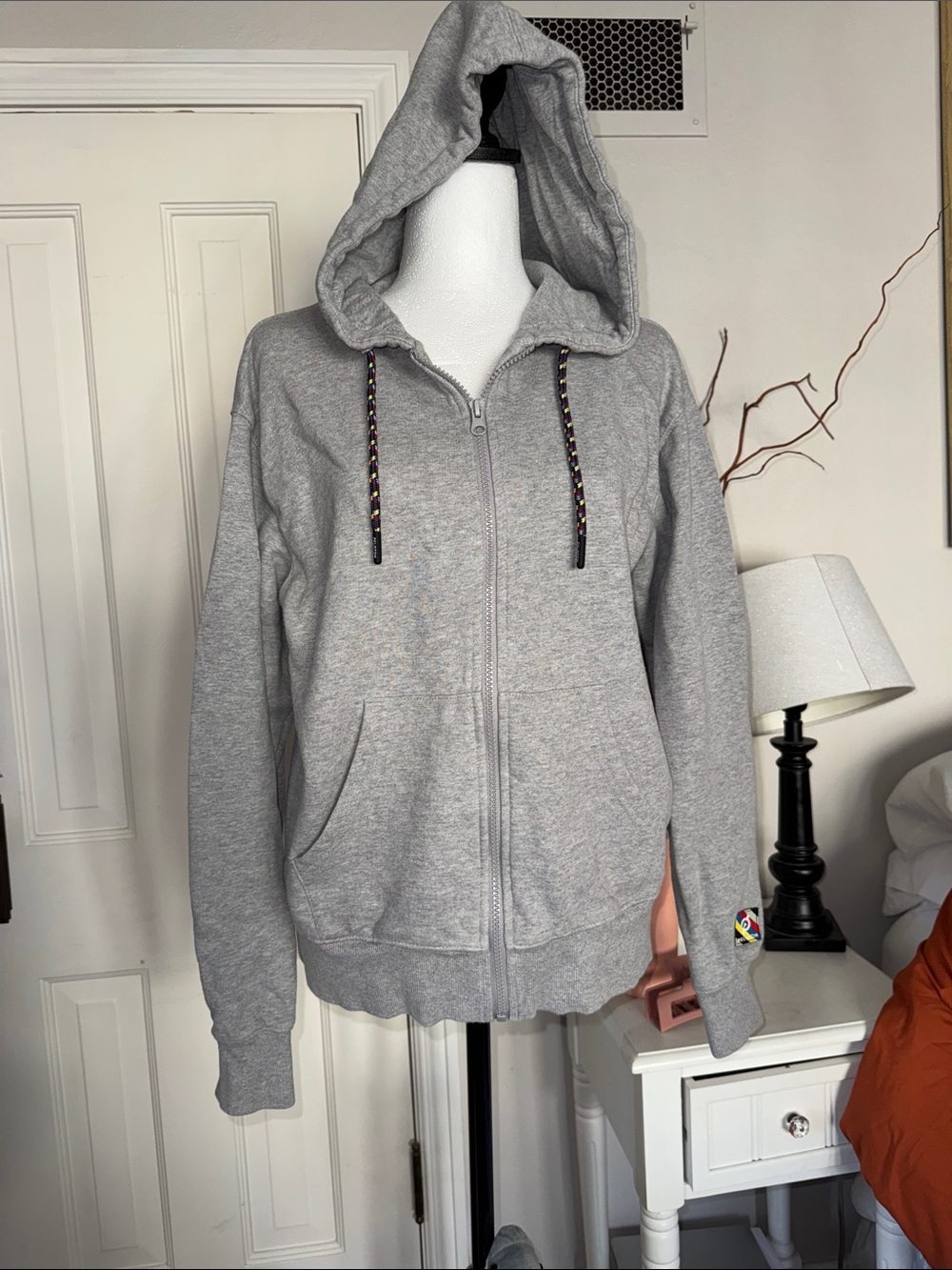 Peloton Spellout Heathered Gray Full-Zip Hooded Sweatshirt Size Small